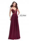 Picture of: A-Line Dress with Embroidered Lace Top and Pockets in Garnet, Style: 26243, Detail Picture 2