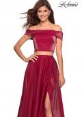 Picture of: Two Piece Two- Tone Satin A Line Prom Dress in Garnet, Style: 26919, Detail Picture 2