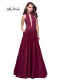 Picture of: Satin Ball Gown with Tonal Beading and Back Cutout in Garnet, Style: 25986, Detail Picture 3