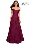 Picture of: Off the Shoulder Floor Length Dress with Rhinestones in Garnet, Style: 27556, Detail Picture 3