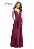 Picture of: Long A line Prom Dress with Lace Up Side Cut Outs in Garnet, Style: 25436, Detail Picture 2