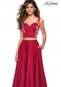 Picture of: Metallic Satin Two Piece Gown with Pockets in Garnet, Style: 27444, Detail Picture 4