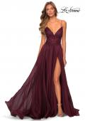 Picture of: A-line Gown with Sheer Floral Embellished Bodice in Garnet, Style: 28543, Detail Picture 4