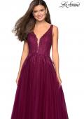 Picture of: A-Line Prom Dress with Rhinestones and Deep V Back in Garnet, Style: 27688, Detail Picture 7