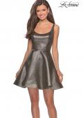 Picture of: Metallic Fit and Flare Short Homecoming Dress in Gold Black, Style: 28181, Main Picture