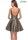 Picture of: Metallic Fit and Flare Short Homecoming Dress in Gold Black, Style: 28181, Back Picture