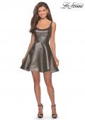 Picture of: Metallic Fit and Flare Short Homecoming Dress in Gold Black, Style: 28181, Detail Picture 3