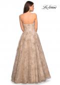 Picture of: Strapless A-Line Embroidered Prom Dress in Gold/Nude, Style: 27640, Back Picture
