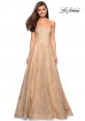 Picture of: Textured Lace Strapless Prom Dress in Gold, Style: 27776, Main Picture
