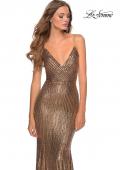 Picture of: Metallic Sequined Mermaid Dress with Lace Up Back in Gold, Style: 28469, Detail Picture 8