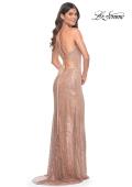 Picture of: Stunning Long Gown with Rhinestone Embellished Fishnet in Rose Gold, Style: 31929, Detail Picture 11