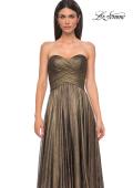 Picture of: Textured Chiffon Flowy Strapless Evening Dress in Gold , Style 32382, Detail Picture 14