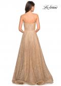 Picture of: Textured Lace Strapless Prom Dress in Gold, Style: 27776, Back Picture