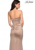 Picture of: Body Forming Strapless Satin Dress with Side Slit in Gold, Style: 27780, Back Picture
