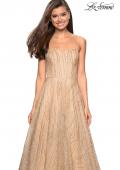 Picture of: Textured Lace Strapless Prom Dress in Gold, Style: 27776, Detail Picture 1
