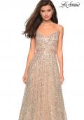 Picture of: sequin Empire Waist Prom Dress with V Back in Gold, Style: 27747, Detail Picture 5