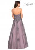 Picture of: Tone Tone Tulle Prom Gown with Floral Appliques in Grey/Pink, Style: 27767, Back Picture