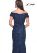 Picture of: Off the Shoulder Beaded Lace Evening Gown in Gunmetal, Style: 31679, Detail Picture 8