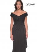 Picture of: Long Luxurious Jersey Off the Shoulder Evening Gown in Gunmetal, Style: 30040, Detail Picture 9