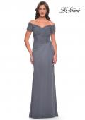 Picture of: Net Jersey Long Gown with Exquisite Beaded Design in Gunmetal, Style: 30057, Detail Picture 9