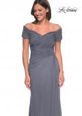 Picture of: Net Jersey Long Gown with Exquisite Beaded Design in Gunmetal, Style: 30057, Detail Picture 11