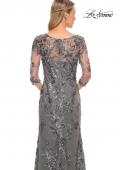 Picture of: Exquisite Lace Beaded Long GOwn with Sheer Sleeves in Silver, Style: 29976, Detail Picture 2