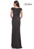 Picture of: Long Luxurious Jersey Off the Shoulder Evening Gown in Dark Emerald, Style: 30040, Detail Picture 4