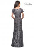 Picture of: Floor Length Short Sleeve Lace Dress in Gunmetal, Style: 27884, Detail Picture 5