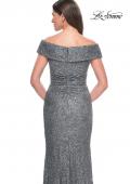 Picture of: Off the Shoulder Beaded Lace Evening Gown in Gunmetal, Style: 31679, Detail Picture 5