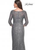 Picture of: Fitted Beaded Lace Evening Gown with Ruching in Gunmetal, Style: 31721, Detail Picture 6