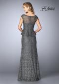 Picture of: Lace A-line Gown With Sheer Neckline and Peplum in Gunmetal, Style: 24896, Back Picture