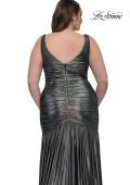 Picture of: Gorgeous Metallic Curve Dress with V Neck and Ruching in Gunmetal , Style: 33021, Detail Picture 9