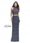 Picture of: Two Piece Form Fitting Prom Dress with Stud Beading in Gunmetal, Style: 26045, Main Picture