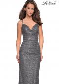 Picture of: Floor Length Ruched Fully sequin Prom Dress in Gunmetal, Style: 27234, Detail Picture 8