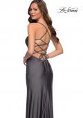 Picture of: Jersey Dress with Square Neckline and Ruching in Gunmetal, Style 29710, Detail Picture 8