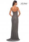 Picture of: Rhinestone Fishnet Dress with Bustier Top and Slit in Gunmetal, Style: 32285, Detail Picture 10