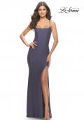 Picture of: Long Prom Dress in Luxurious Jersey with Slit in Gunmetal, Style: 30436, Detail Picture 11