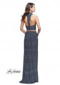 Picture of: Two Piece Form Fitting Prom Dress with Stud Beading in Gunmetal, Style: 26045, Back Picture