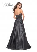 Picture of: Metallic Lace Satin A-line Gown with Pockets in Gunmetal, Style: 26151, Back Picture