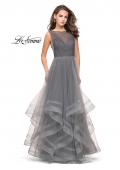 Picture of: Ball Gown with Ruffle Tulle Skirt and Beading in Gunmetal, Style: 25620, Detail Picture 1