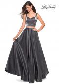 Picture of: Metallic Satin Two Piece Gown with Pockets in Gunmetal, Style: 27444, Detail Picture 2