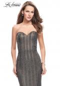 Picture of: Long Strapless Prom Gown with Beading and Low Back in Gunmetal, Style: 26289, Detail Picture 3