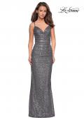 Picture of: Floor Length Ruched Fully sequin Prom Dress in Gunmetal, Style: 27234, Detail Picture 3