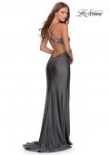 Picture of: Jersey Prom Dress with Side Ruched Gathering in Gunmetal, Style: 28289, Detail Picture 3