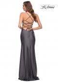 Picture of: Jersey Dress with Square Neckline and Ruching in Gunmetal, Style 29710, Detail Picture 3