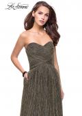 Picture of: Pleated Lame A-line Prom Dress with Ruched Bodice in Gunmetal, Style: 25886, Detail Picture 2