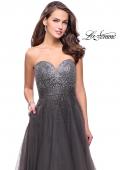 Picture of: Long Strapless Ball Gown with Metallic Ombre Rhinestones in Gunmetal, Style: 26264, Detail Picture 2