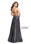 Picture of: Satin A-line Gown with Deep V Sweetheart Neckline in Gunmetal, Style: 25670, Detail Picture 5