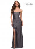 Picture of: Jersey Dress with Square Neckline and Ruching in Gunmetal, Style 29710, Detail Picture 7