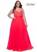 Picture of: A-Line Plus Size Prom Dress with Rhinestone Bodice in Hot Coral, Style: 31251, Detail Picture 8